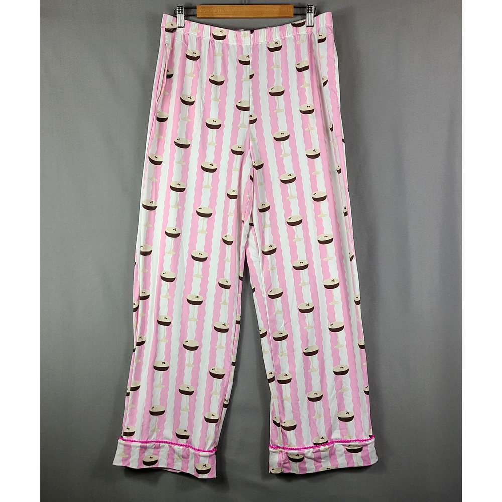 Beauty Sleep Social Pink Coffee Meets Cocktail Pajama Pants Comfy Cozy Size XL